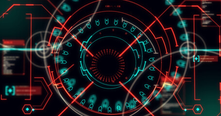 Image of scope scanning and data processing on dark green background
