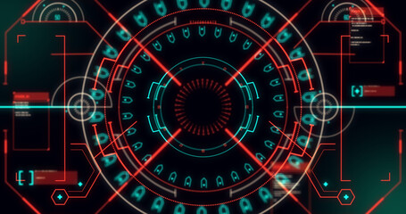 Image of scope scanning and data processing on dark green background