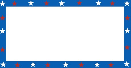 Fototapeta premium Composition of blue border with red and white stars of american flag, with white copy space