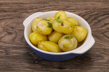 Young boiled potato in the bowl