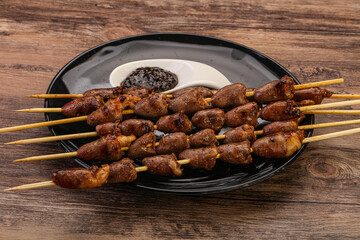 Asian cuisine - chicken hearts skewer
