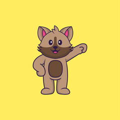 Cute cat hero. Animal cartoon concept isolated. Can used for t-shirt, greeting card, invitation card or mascot. Flat Cartoon Style