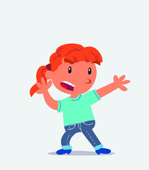 cartoon character of little girl on jeans arguing angry