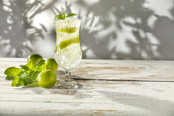 Table background of free space and wall with shadows 