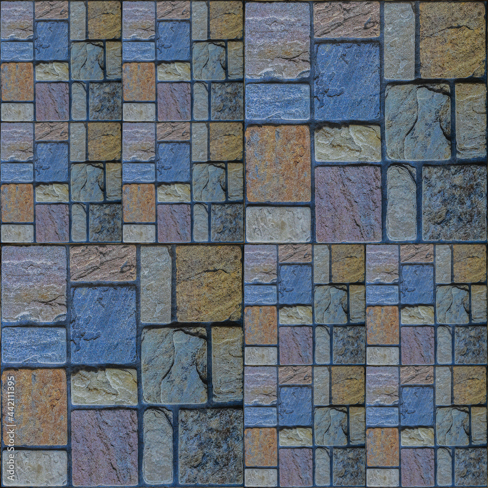 Poster multicolor stone tile texture for pattern and background