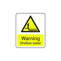 Warning shallow water sign vector icon isolated on white background. Caution symbol modern, simple, vector, icon for website design, mobile app, ui. Vector Illustration
