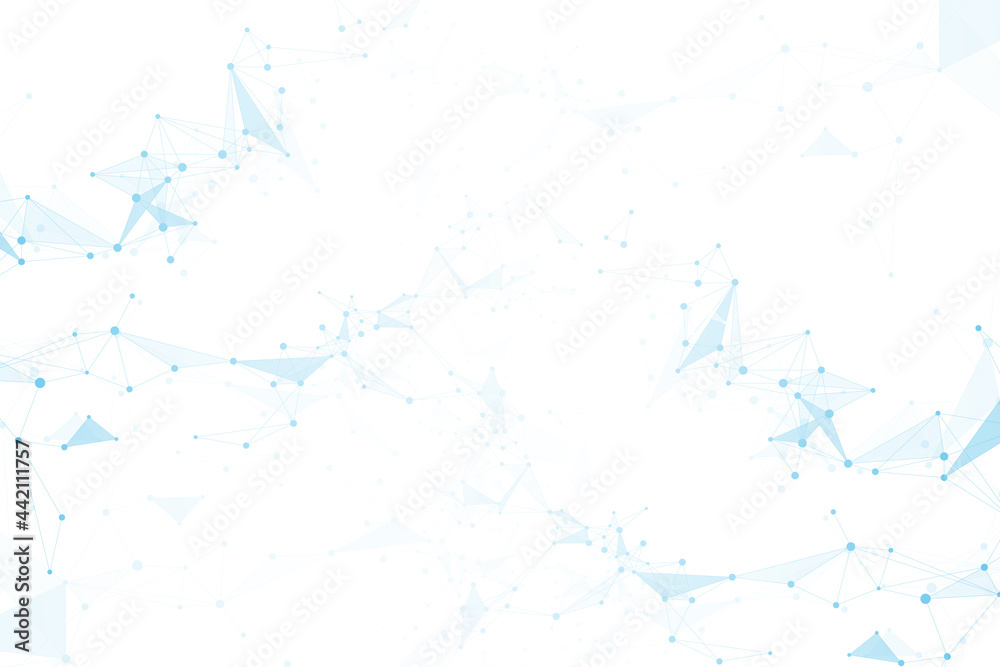 Fototapete Geometric graphic background molecule and communication. Big data complex with compounds. Perspective backdrop. Minimal array Big data. Digital data visualization. Scientific illustration.