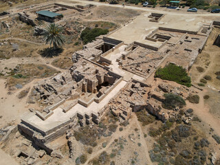 Drone view at the King's tomb of Pafos on Cyprus island
