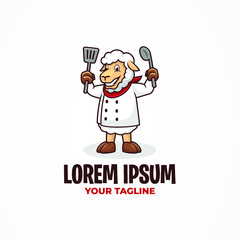 AWESOME CHEF SHEEP LOGO TEMPLATE