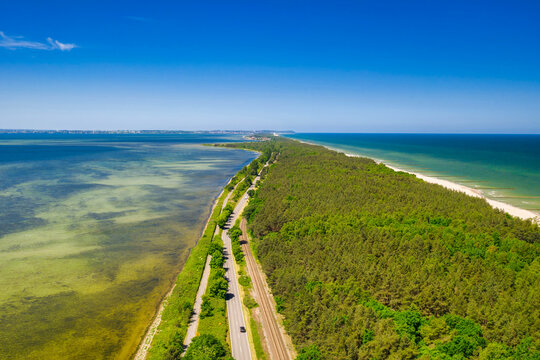 The coastline of the Baltic Sea with beautiful beaches on the Hel Peninsula, Poland.