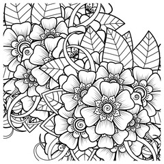 mehndi flower decorative ornament in ethnic oriental style. doodle ornament. outline hand draw.