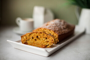 Breakfast. Carrot cake and espresso.