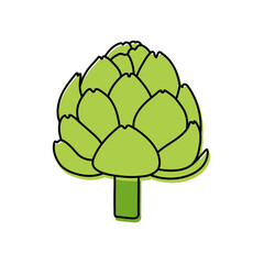 Artichoke. Vegetable sketch. Color simple icon. Hand drawn vector doodle illustration