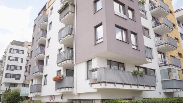 Apartment buildings in a suburban apartment complex