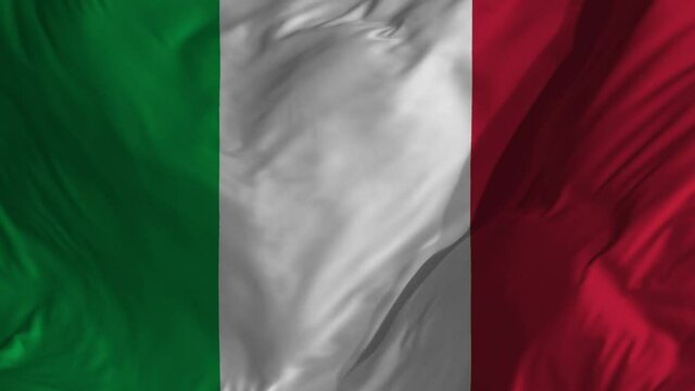 Italian flag video waving in wind. Realistic Italy Flag background. Looping Closeup 1080p Full HD