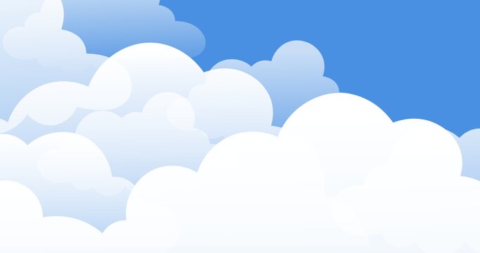 Composition of white clouds with copy space on blue background