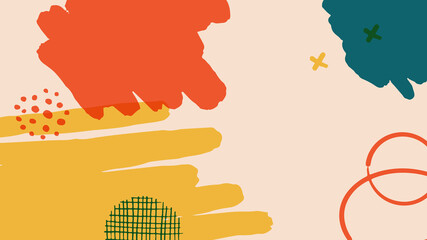 Beautiful pastel boho Scandinavian Memphis earth tone social media abstract background template with minimal abstract organic shapes composition in trendy contemporary collage style