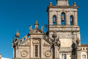 Facade of the Igreja da Graca church of Evora. Alentejo Portugal.