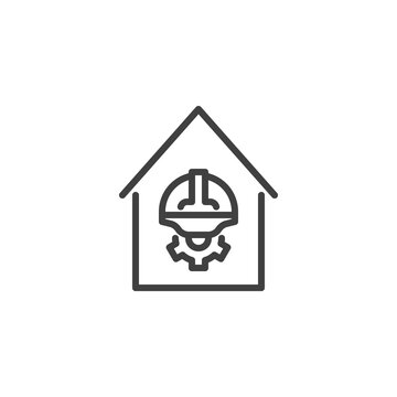 Home repair service line icon