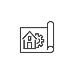 Home repair service line icon