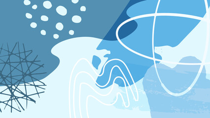 Abstract colourful trendy universal boho Scandinavian artistic background templates with brush blob and dot. Good for cover, invitation, banner, placard, brochure, poster, card, flyer and other.