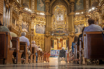 MONISTROL DE MONTSERRAT, SPAIN-JUNE 27, 2021: Interior of the dome of Basilica of Montserrat