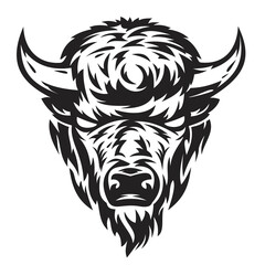 Buffalo head in hand drawn sketch monochrome style isolated on white background. Modern graphic design element for label or print. Vector art illustration. © cgterminal