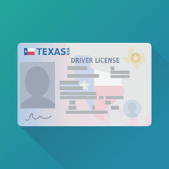 Texas driver's license (flat design) - obrazy, fototapety, plakaty