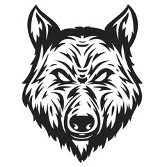 Wolf head in hand drawn sketch monochrome style isolated on white background. Modern graphic design element for label or print. Vector art illustration.