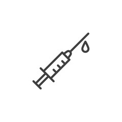Syringe injection with medicine drop line icon