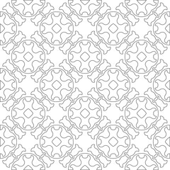 Vector pattern with symmetrical elements . Modern stylish abstract texture. Repeating geometric tiles from striped elements.Black and white pattern.