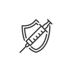 Vaccination protection shield line icon