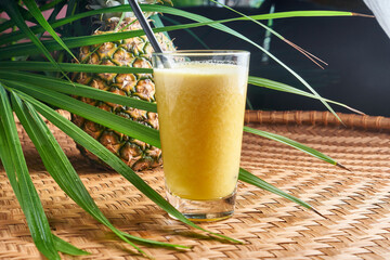 Summer chilled drinks with fresh pineapple juice