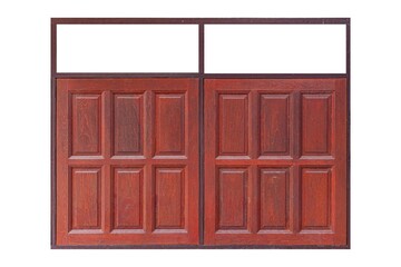 Vintage brown painted wooden window frame isolated on a white background