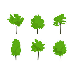 Flat icon tree collection in color isolated on white background. Green forest. Ecology concept.