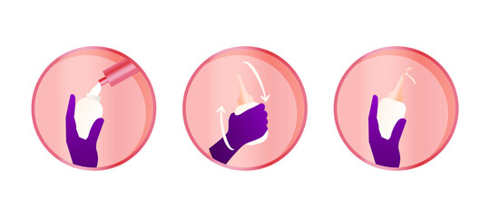 Steps to Open and Use Hair Dye Tube in Gloves. Hair Dye Instruction Concept.