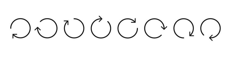 Arrow round vector icon. Black arrow circle swirls design. Black round arrow on a transparent background. Recycle vector icons set.