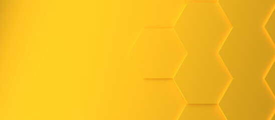 Abstract modern yellow honeycomb background using as header with space for text