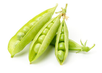 Fresh peas on white background