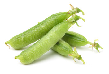 Fresh peas on white background