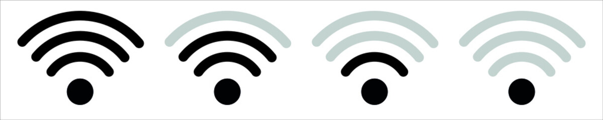 Wireless and wifi icon. Wi-fi signal symbol. Internet Connection. Remote internet access collection - stock vector.