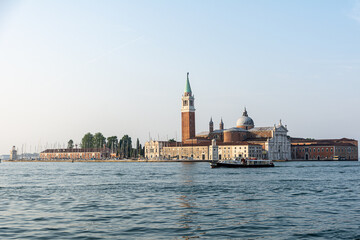 Fototapeta na wymiar View of the Island St George opposite of the St Marc's Square in Venice, Italy on a beautiful morning