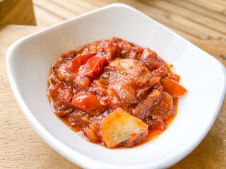 indonesia sambal bawang with soft focus image.