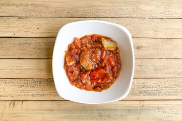 indonesia sambal bawang with soft focus image.