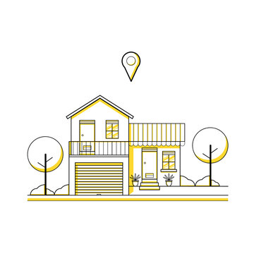 recommend clip art: House illustration style line art modern flat design 