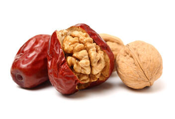 Jujube walnut on white background