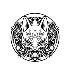 The Kitsune And Ornaments Silhouette