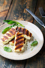 Grilled halloumi cheese with herbs