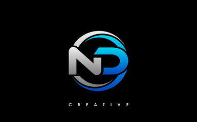 ND Letter Initial Logo Design Template Vector Illustration
