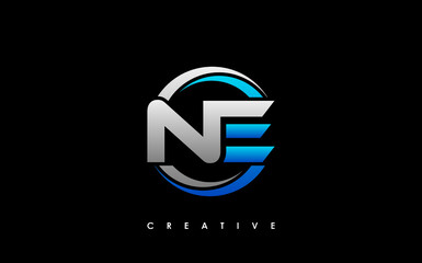 NE Letter Initial Logo Design Template Vector Illustration - obrazy, fototapety, plakaty